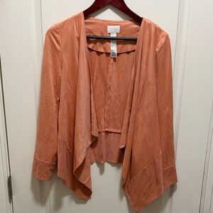 Chico's Peach Draped Open-Front Jacket